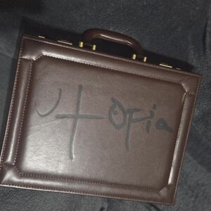 Travis Scott Brown Leather Briefcase with Black Signature Marking